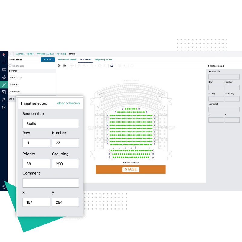 Demonstration of Ticketsolve's CMS showing seating plan building feature